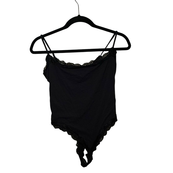 Black Lace Trim Bodysuit - Picture 1 of 5